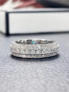 Elegant Women's Copper Ring with Artificial Zirconia, Sparkling Zircon Inlay, Casual Style Wedding Engagement Anniversary Party Accessory Gift, Cubic Zirconia Rings, Statement Multi Ring, Jewelry Accessory, Wedding Ring Stack