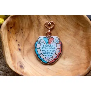 I Would Still Love You If You Were A Worm Acrylic Keychain | Orthworm | Glitter Epoxy Front | 2.5" x 2.5"