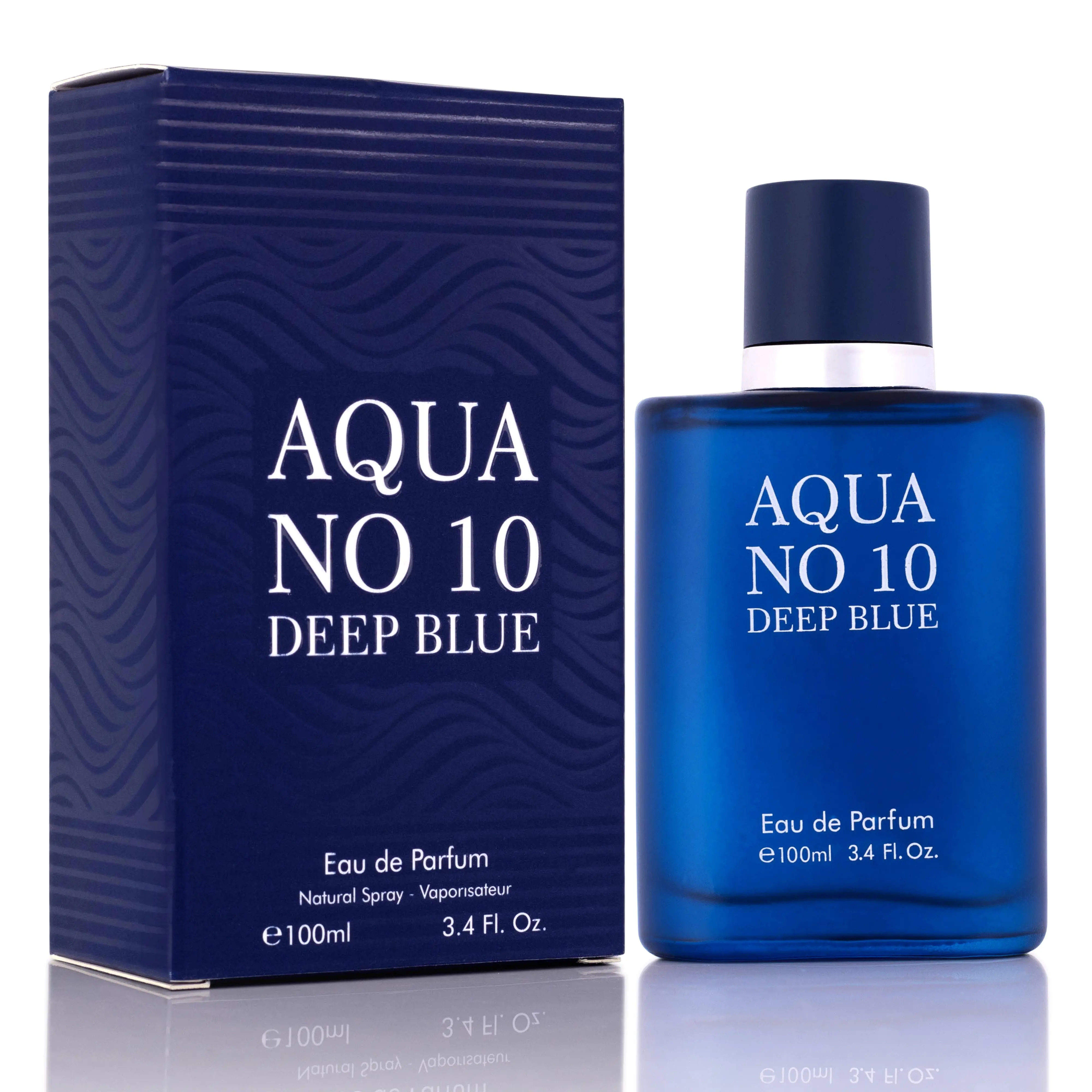 Urban Collection Aqua No.10 Deep Blue Spray-On Eau De Parfum for Men (100ml) - Bold Aquatic Scent with Marine, Lavender, Amber, Cypress Notes, Elegant Paper Box Packaging, Long Lasting, Fragrant, Cypress Men's Fragrance, Single Item