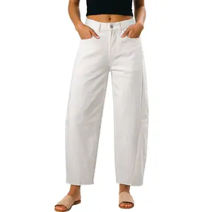 Dokotoo Casual Jeans for Women Loose Baggy Wide Leg Jeans Woman High Waisted Stretchy Denim Pants with Pockets