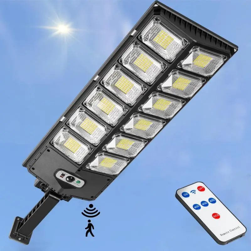 Solar Powered Outdoor Street Light, High Brightness Dusk to Dawn Lamp, IP65 Waterproof Motion-Sensor Wall Lights with Accessories & Remote Control, Ou