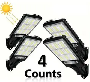 Solar Powered outdoor Light, 4 Counts SolarSensor Light with Remote Control, LED SafetyLight for Garden, Garage, Yard, outdoor wall.Mounted