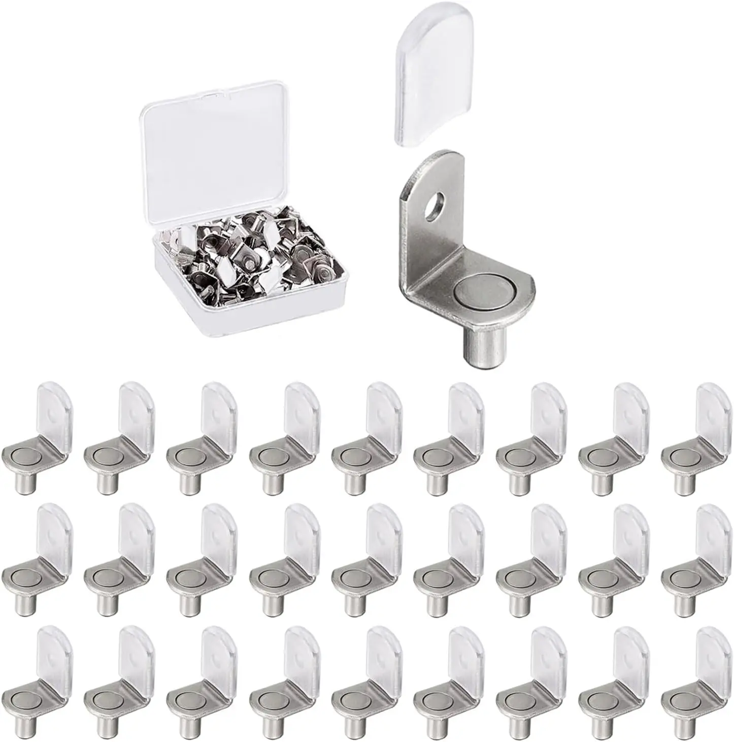 50 count Shelf Support Pegs, 1/4 Inch (6.35mm) Metal Shelf Pins for  Shelves Adjustable Shelf Brackets L-Shaped Clips with  Sleeve for Kitchen Bookcase Cabinet Furniture Support