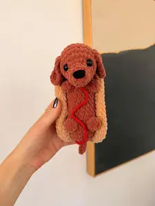 Handmade Crocheted Weiner "Hot" Dog Plushie
