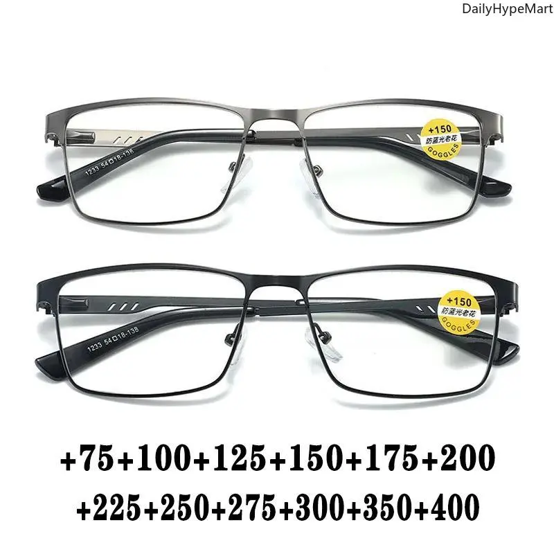 Men's Quality Eyeglasses - Classic Plain Blue Light Blocking Fashion Reading Glasses for Business Use