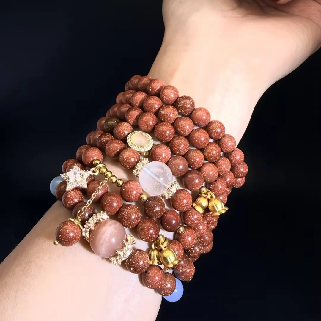 [Live-streaming exclusive sale] Stunning gold and blue sandstone elastic bracelet