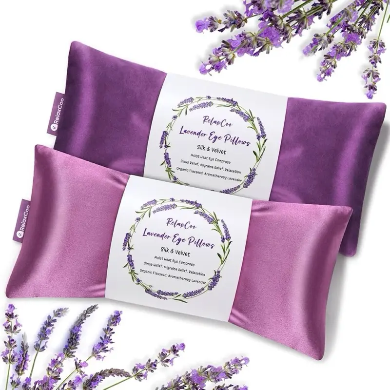 Lavender Eye Pillow for Relaxation, Yoga, Sleep. Weighted Eye Mask Meditation Accessory with Aromatherapy