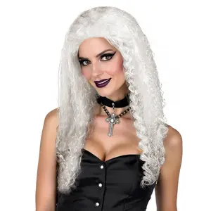 Witch Wig Old Women Long Grey Curly Costume Cosplay Halloween Hair