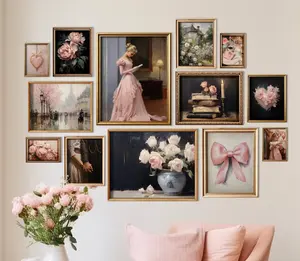 Pink Valentine's Day Victorian Gallery Wall Art Print Set