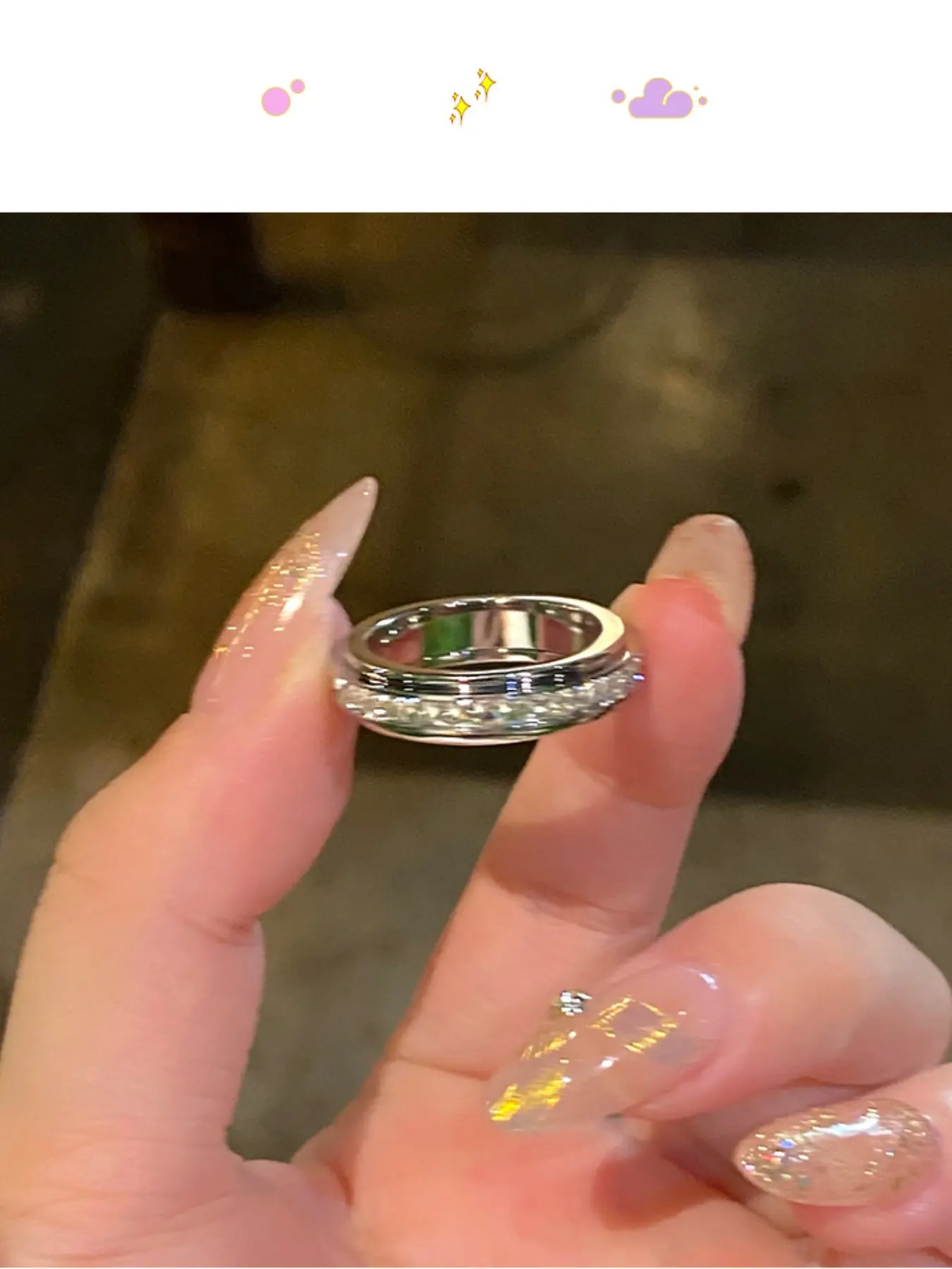 Titanium Steel Rotating Ring Unisex Zircon Design Anxiety Relief Jewelry Wedding Promise Gift, Geometric Christmas Style