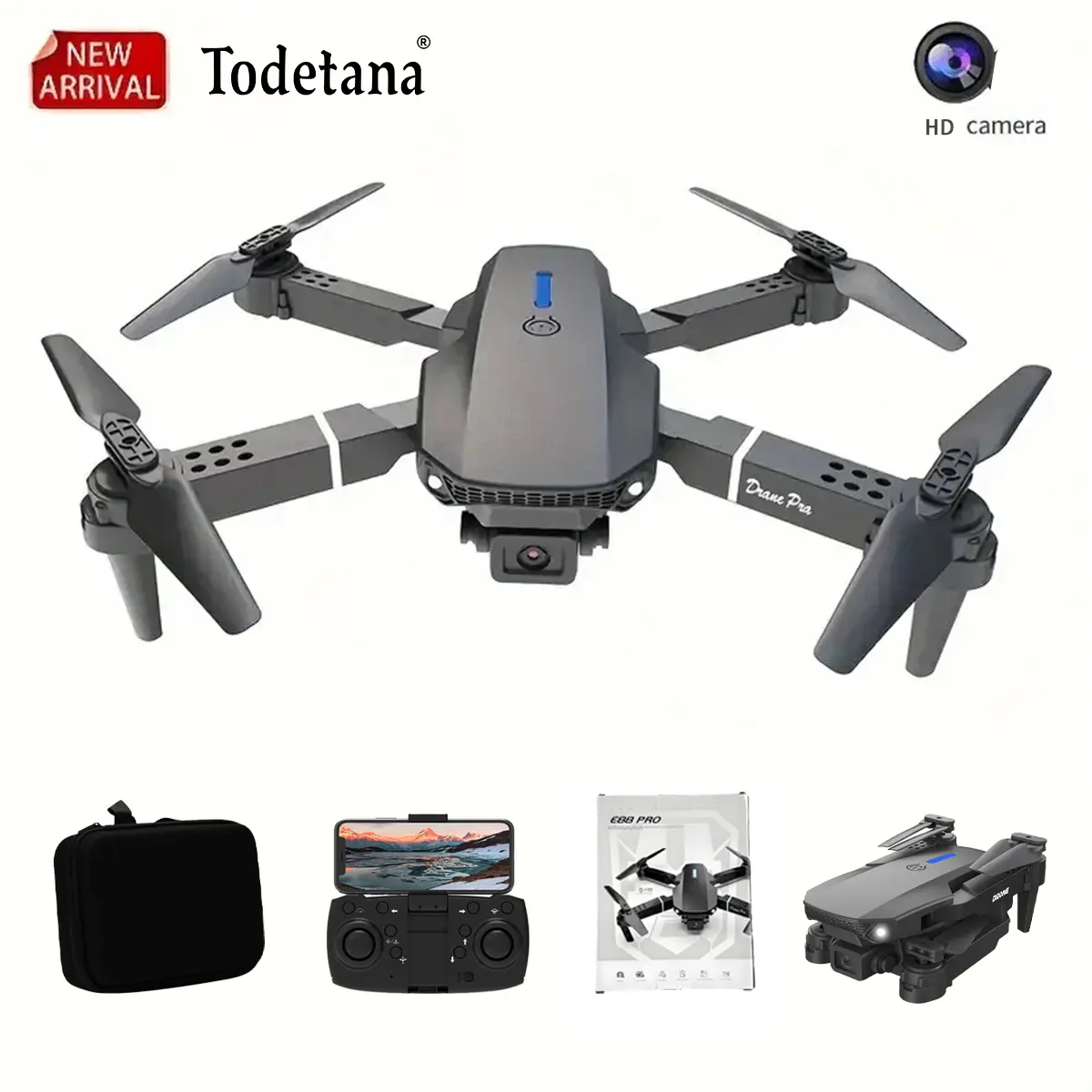 E88 Drone Dual Camera – Compact Foldable Design, Headless Mode, 360° Flips, One-Touch Launch, Altitude Hold – Perfect for Gifting on Special Occasions