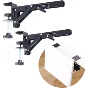 Adjustable Clamp-on Under Desk Keyboard Tray Support Bracket Desktop Extension Stand, NO Board/Tray, 1 Set (Style02)