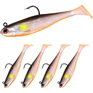 5/6Pcs Easy Catch Pre-Rigged Soft Lures,Baits for Bass Fishing - Jig Heads Soft Plastic Walleye Lures,Paddle Tail Swimbaits for Bass, Fishing  for Saltwater & Freshwater