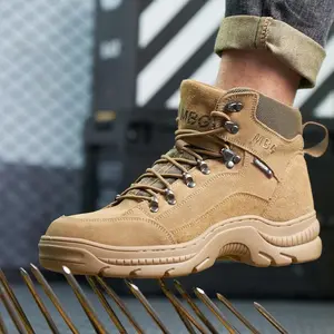 Unisex safety work boots  with steel toe lightweight and comfortable boots suede leather Footwear Shoe Walking Shoes Design Lace Boy Closed