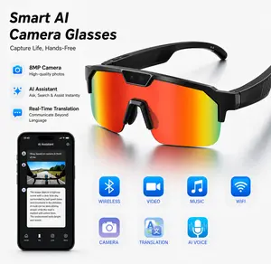 2026 Modern AI Sports Wearable Smart Glasses - 800 HD Recording Glasses, 1200P EIS Stabilization, UV400 Polarized Sunglasses, Bluetooth, Real-Time Multi-Language Translation, Voice Control, Outdoor Driving Eyewear