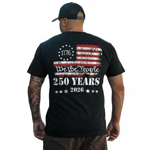 US 250 Years We The People Printed Men's T-shirt Classic Unisex Fit 100% Cotton OEKO-TEX Certified Dyes High Visibility ANSI/ISEA 107 Compliant