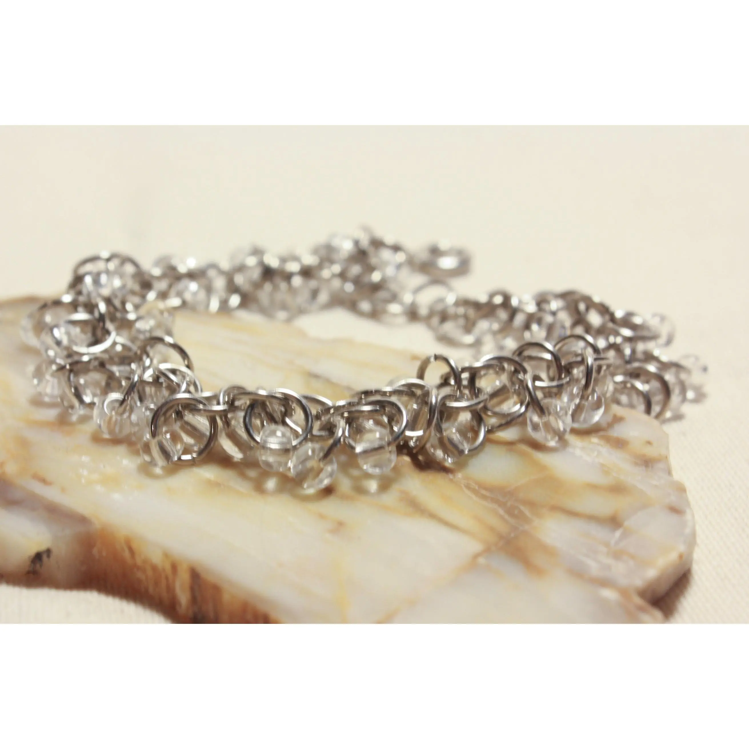Beaded Bracelet, Shaggy Loop Chainmaille Bracelet