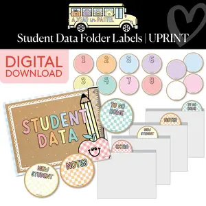 Printable Student Data Folder Labels | A Year In Pastel