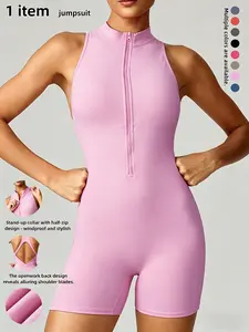 High-Intensity Sports Jumpsuit, Elegant Yoga Romper, Slim-Fitting Above-The-Knee Shorts, Multiple Colors Available, All Seasons Wear