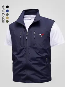 Men's Lightweight Work Vest Gilet, Summer Casual Outdoor Fishing Hiking Running Jacket, Multi-Pocket Loose-Fit Tank Top, Men's Summer Outerwear