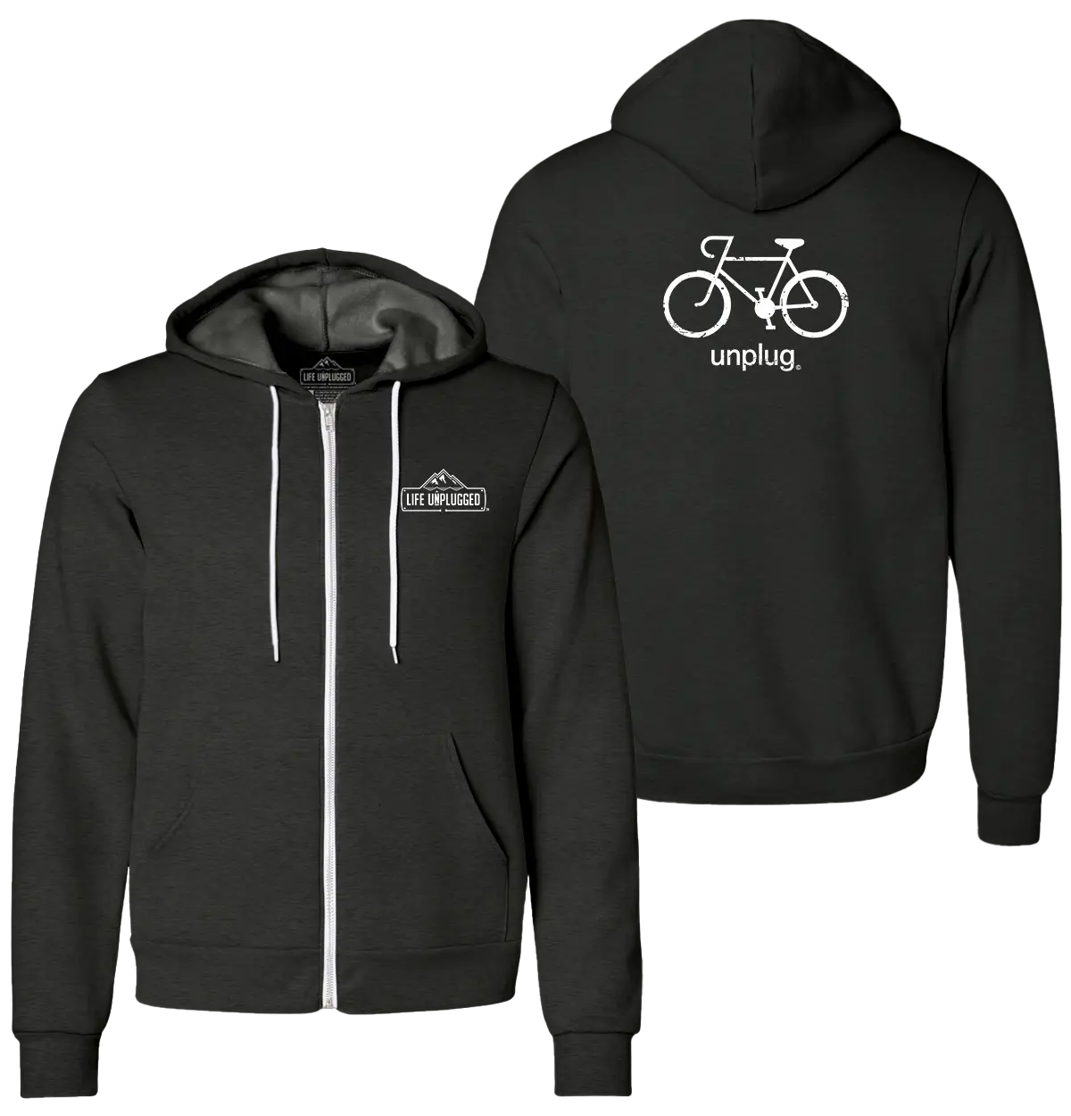 Life Unplugged ROAD BIKE Supersoft Midweight Zip Up Hoodie Soft Style Unisex Mens Womens Hooded Sweatshirt