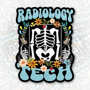 Radiology Tech Sticker, Technologist X-ray Tech Stickers, Funny Radiology Radiologic Waterproof Die-Cut Vinyl Sticker