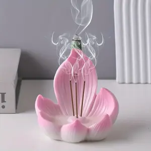 Resin Lotus Flower Incense Holder, Unscented, Calming Home Fragrance, Perfect for Yoga & Meditation, Ideal Gift for Christmas, Halloween, Thanksgiving, Ramadan