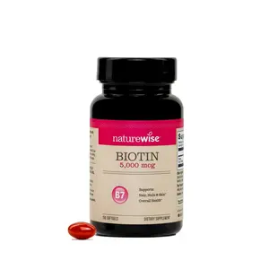 NatureWise Extra Strength Biotin Softgels - Biotin for Hair Growth Women & Men + Skin & Nails Support - Added Organic Coconut Oil For Absorption - Non-GMO, USA Manufactured