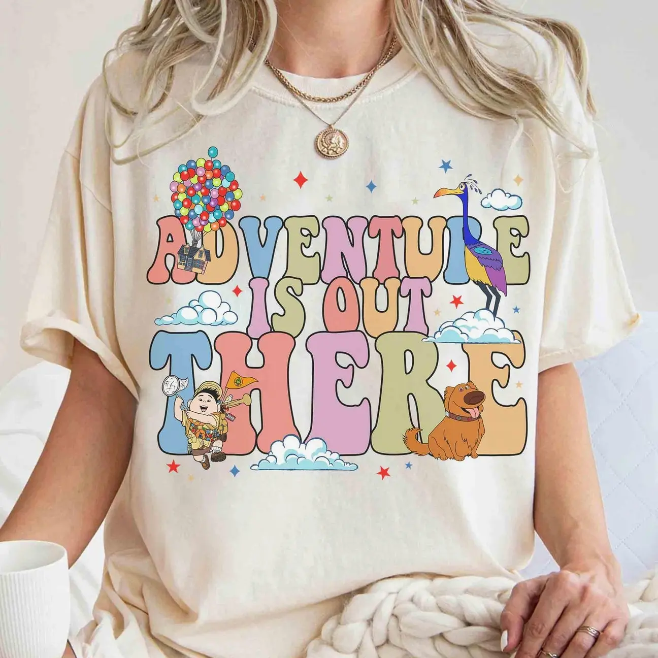 Up Carl & Ellie Adventure Is Out There T-shirt, Russell Dug Kevin House Balloon Paradise Falls Tee, Family Trip