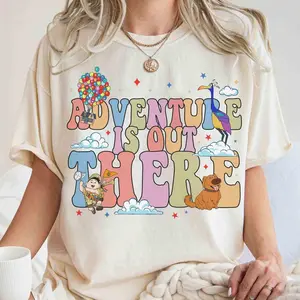 Up Carl & Ellie Adventure Is Out There T-shirt, Russell Dug Kevin House Balloon Paradise Falls Tee, Family Trip