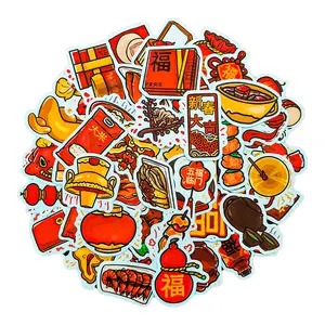 80 Pcs Waterproof Chinese Spring Festival Stickers for Laptop Bottles & Chinese Food Decorations Durable and Festive