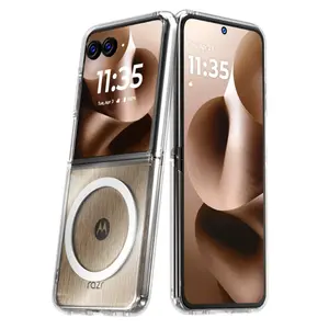 Rome Tech For Motorola Razr 60 Plus 2025 Hybrid Shockproof Clear Slim Acrylic Case Cover with Flexible Hinge Rib & MagSafe Charging Compatibility Durable Premium TPU & Acrylic Protection
