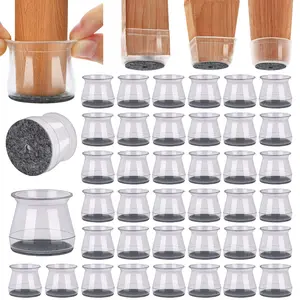 40Pcs Chair Leg Floor Protectors Chair Leg Protectors for Hardwood Floors Silicone Pads Covers to Protect Floors Universal L Clear Fit (1-5/16"~2")