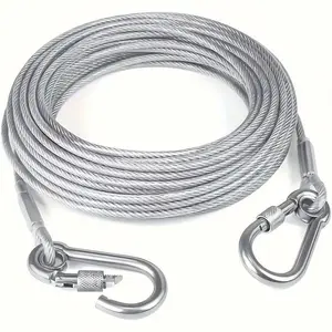 Stainless Steel Clothesline, Portable Clothesline with 2 Hooks, Indoor Outdoor Use, Laundry Tool and Accessories, Laundry Products