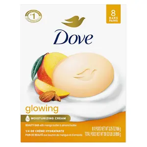 Dove Beauty Bar Soap Glowing Mango & Almond Butters, 12 Bars for Radiant Skin, Illuminates Skin 3.75 oz
