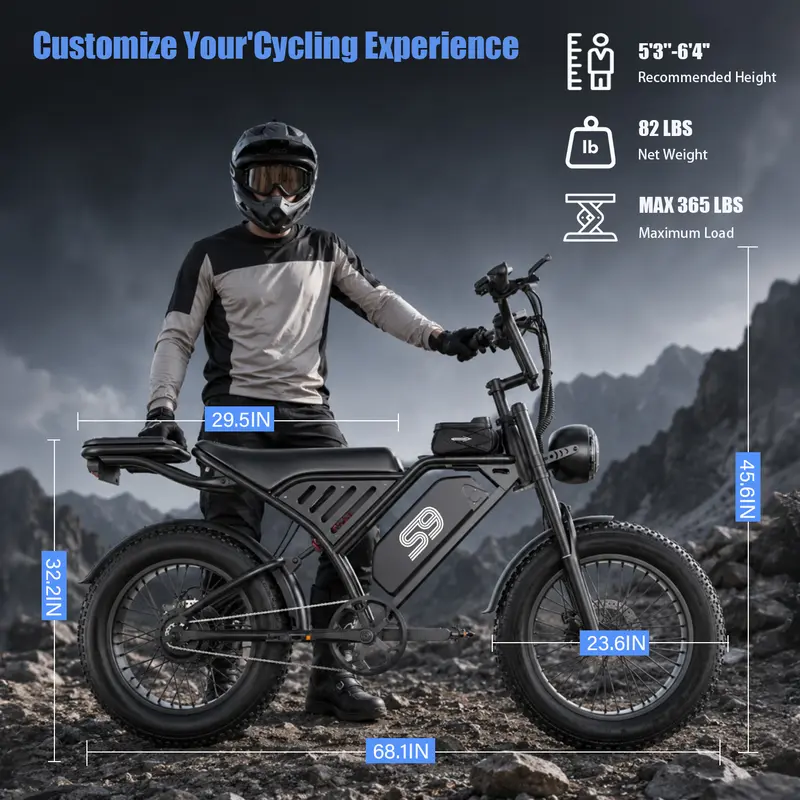 S9 electric bike dimensions and recommended rider height