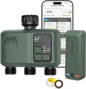 Sprinkler Timer 3 Zone for Garden Hose, WiFi Water Timer with 984ft RF Range,  Lawn Watering System Irrigation Controller, APP/Voice Control, Rain Delay, Automatic/Manual Irrigation