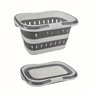 1pc Large Folding Wall Hanging Clothes Basket Plastic Household Storage Basket Bathroom Laundry Organizer High Quality Mother's Day Gift Laundry Baskets