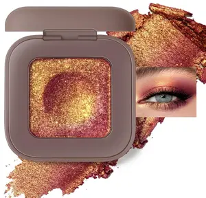 Noerrors Duochrome Burgundy Gold Glitter Eyeshadow Palette, Holographic Chameleon Rich Color Shimmer Eye Shadow, Color Shift Sparkle Inner Corner Eye Highlighter Palette Makeup for Rave Halloween#07