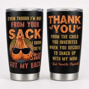 ShinyKT 20oz (500-1,000 ml Equivalent) Stainless Steel Tumbler, Funny Stepchild Quote Design, Workshop-Ready Stepdad Gift for Bonus Dad's Birthday-Father's Day