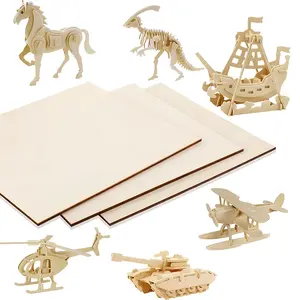 Unfinished Wood Crafts Panel Plywood Sheets with Smooth Surface Squares Wood Boards for Cutting 12" x 12" 12 Pcs