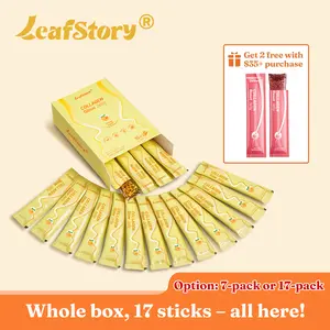 LeafStory Collagen Glow Reset Jelly (7/17 Sticks): Orange Flavor, Collagen, Support Skin Health & Elasticity, Support Hair & Nails, Stress Relief & Nerve Health, Sugar-Free, Gluten-Free, Non-GMO, Gelatin-Free, Natural Ingredients-G