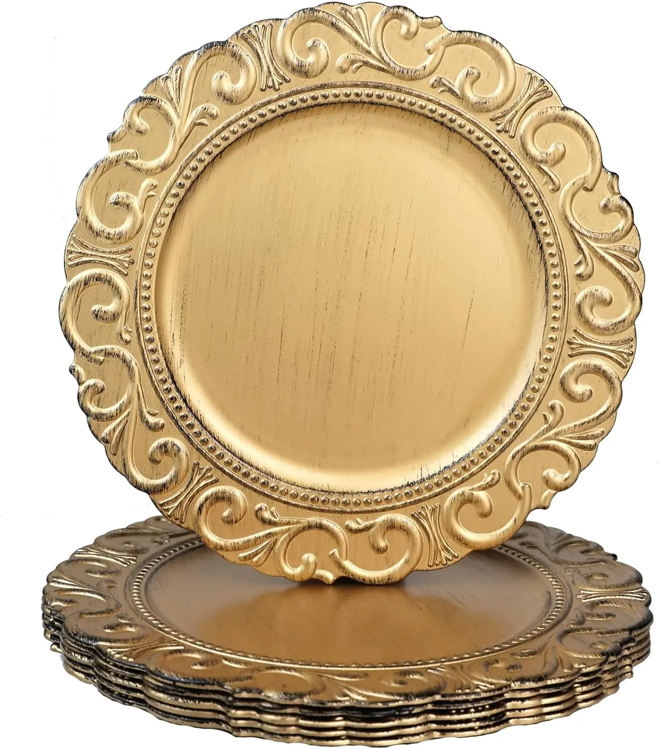 Charger Plates, Set of 6 Chargers for Dinner Plates, 13 Inch Table Chargers for Bulk Wedding, Party Decoration