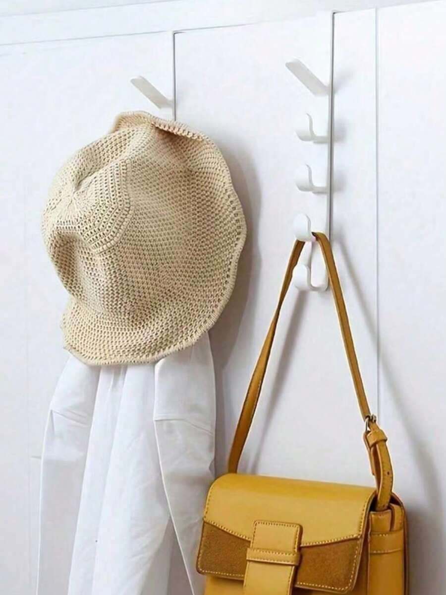 2-Pack 5-Tier Over The Door Hooks – No-Drill Hanging Organizer Rack for Coats, Bags, Towels & Hats, Easy Install Home Storage 🇺🇸 Fast Ship