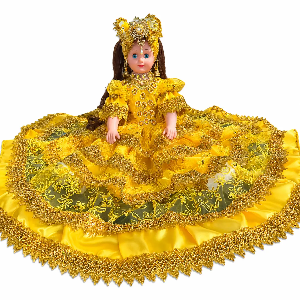 26-Inch Yoruba Gitana Muneca – Yellow Gold Spiritual Altar Decor
