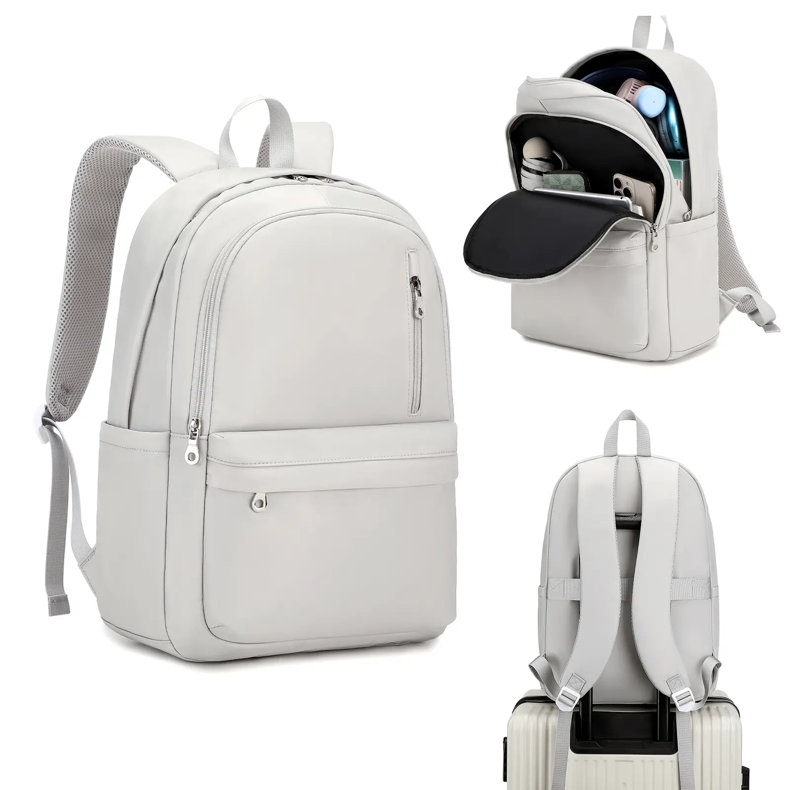 BAGOK Nylon Casual Backpacks for School, Lightweight Waterproof Laptop Backpack Fits 14.3'' Laptop & Water Bottle, Functional Travel Bag