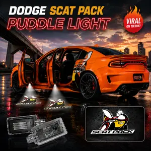Dodge Charger Challenger Chrysler300 LED Door Puddle Lights – SRT, Hellcat, Scat Pack, R/T Logo Projection (Pair or 4-Pack) door projection light Car Accessories Lamp