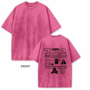 "WARNING Cyberpunk Warning Sign" Back Print Washed Tee Techwear Futuristic Aesthetic Shirt for Tech Lovers Cyberpunk Fans & Streetwear Enthusiasts Premium Vintage Oversized Top for Edgy Casual Outfits