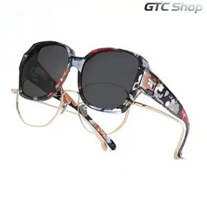 Oversized Fit-Over Polarized Sunglasses for Men & Women, Geometric Angular Frame, UV400 Anti-Glare Protection, Lightweight Flexible Trendy Eyewear, Fit Over Prescription Glasses, Summer Outdoor Daily Casual Wear