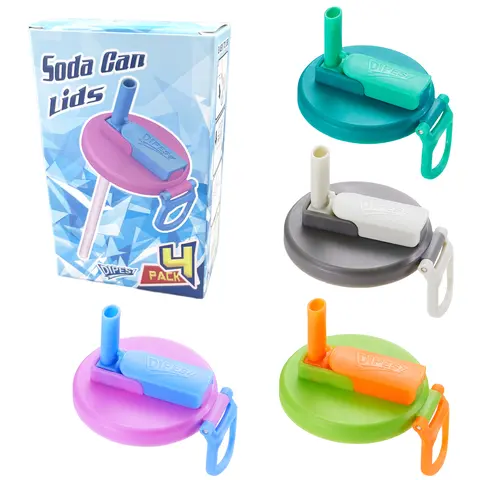 4-Pack Sturdy Silicone Straw Spout Lids - BPA-Free, Reusable, Leak-Proof Colorful Plastic Cup Lids, Fits Standard Cans, Easy Drinking for Soda/Juice, Flexible Straw Drinkware Accessories, Can Drink Lid Drinkware Accessories